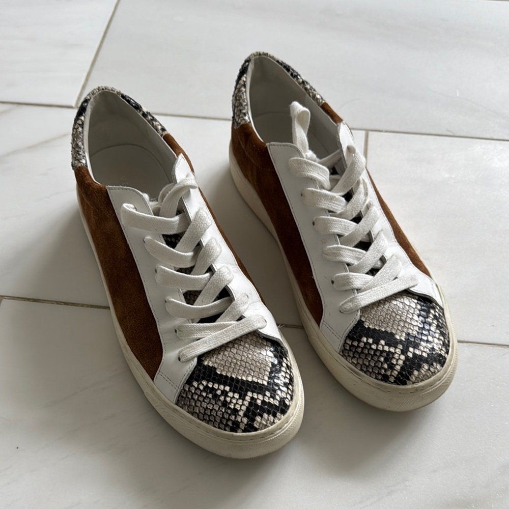 Brown and White Snake Print Women's Sneakers